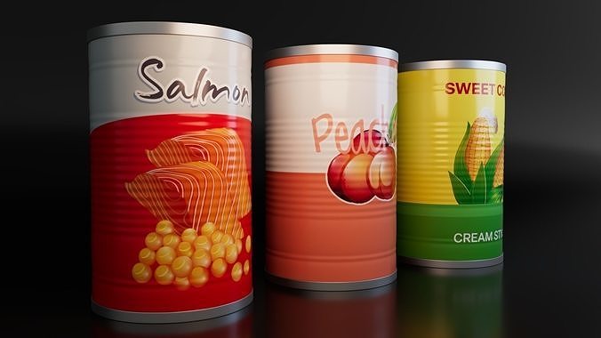 Food Cans Low-poly 3D model 2