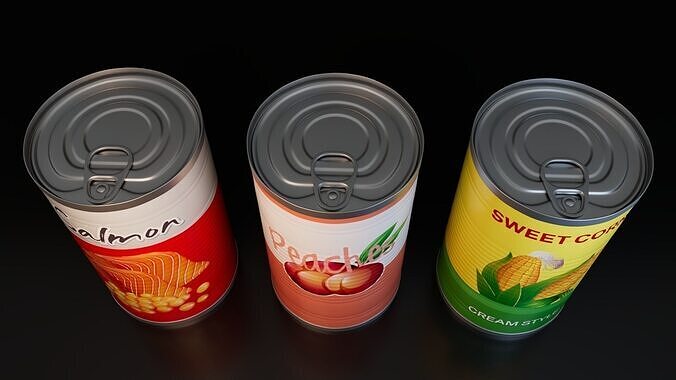 Food Cans Low-poly 3D model 6