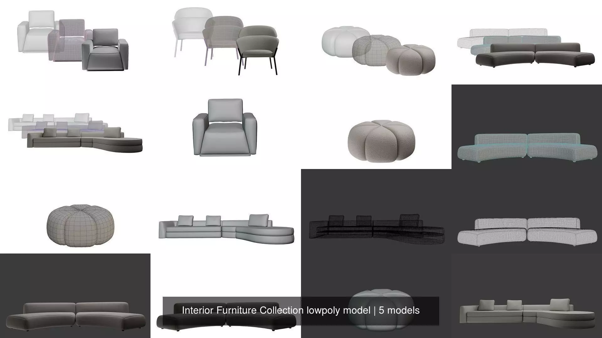 Interior Furniture Collection lowpoly model _1