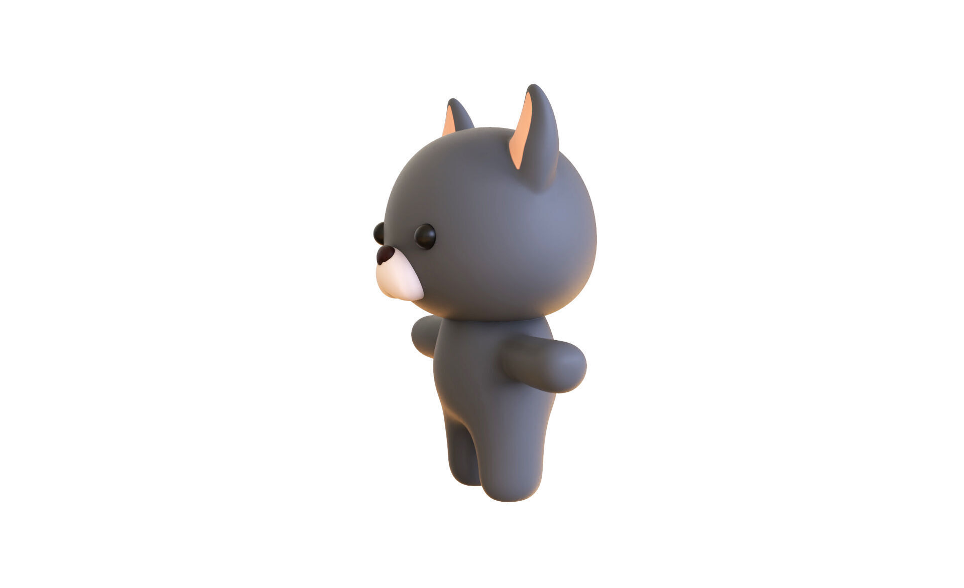 Character014 Chubby Wolf Low-poly 3D model_4