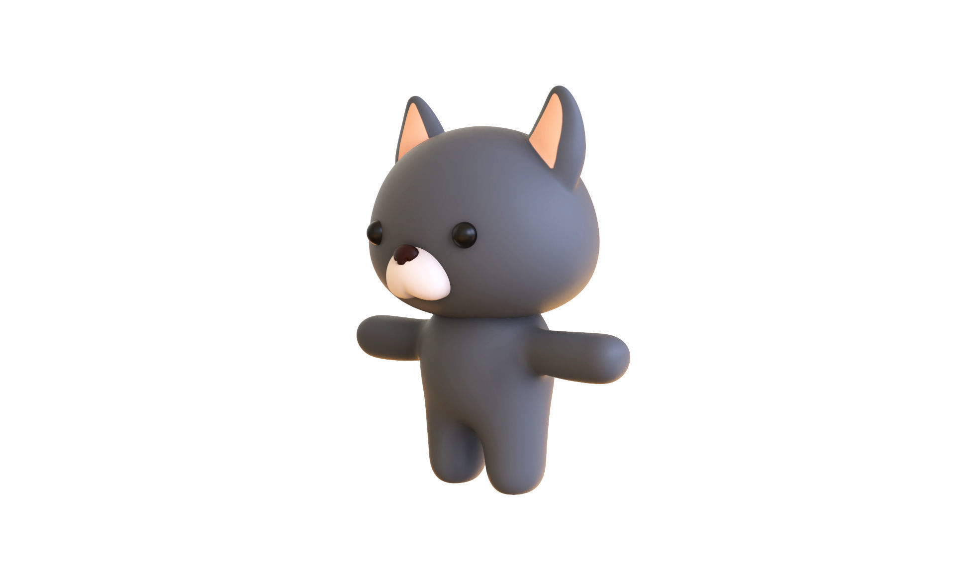 Character014 Chubby Wolf Low-poly 3D model_1