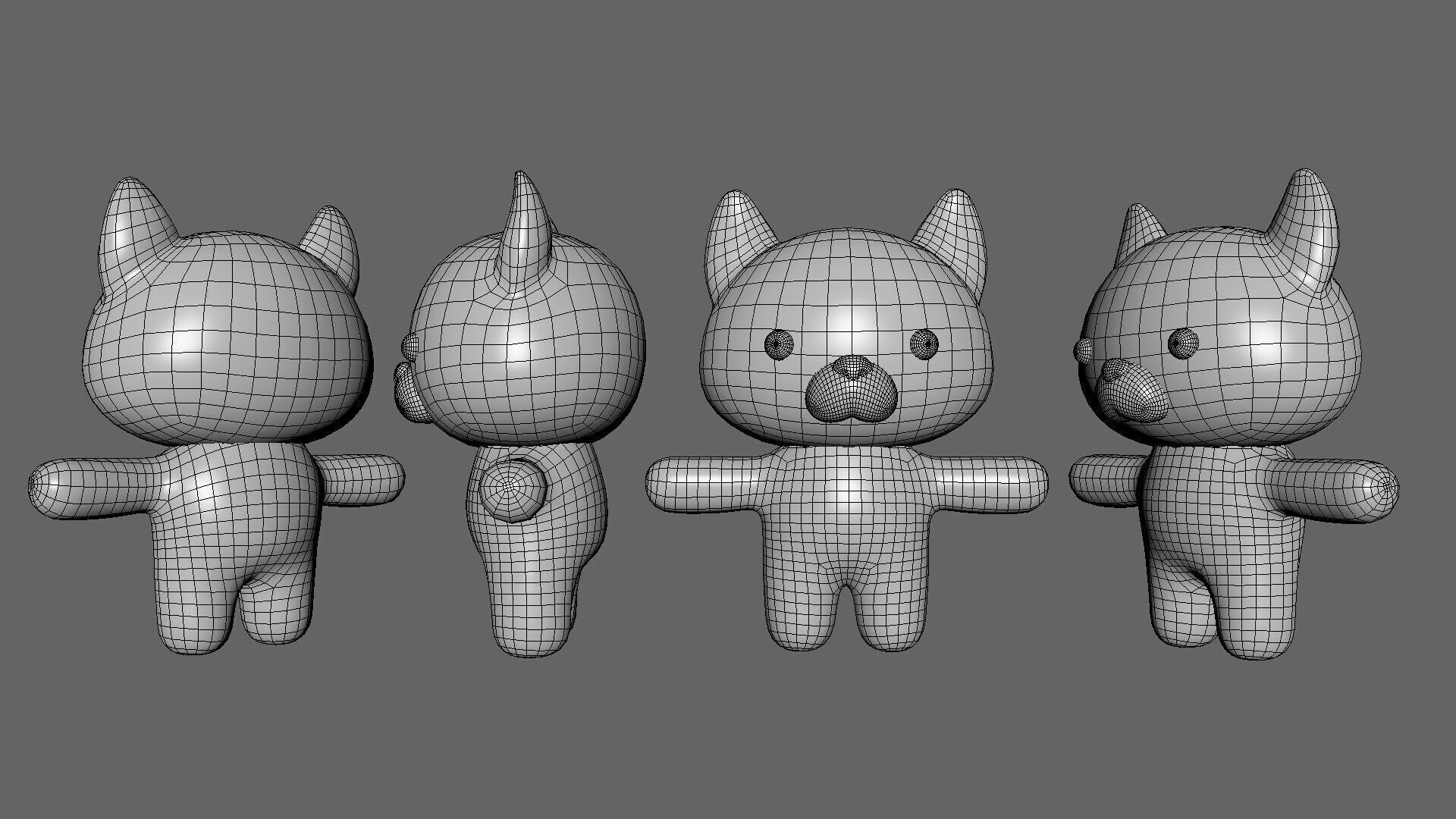 Character014 Chubby Wolf Low-poly 3D model_9