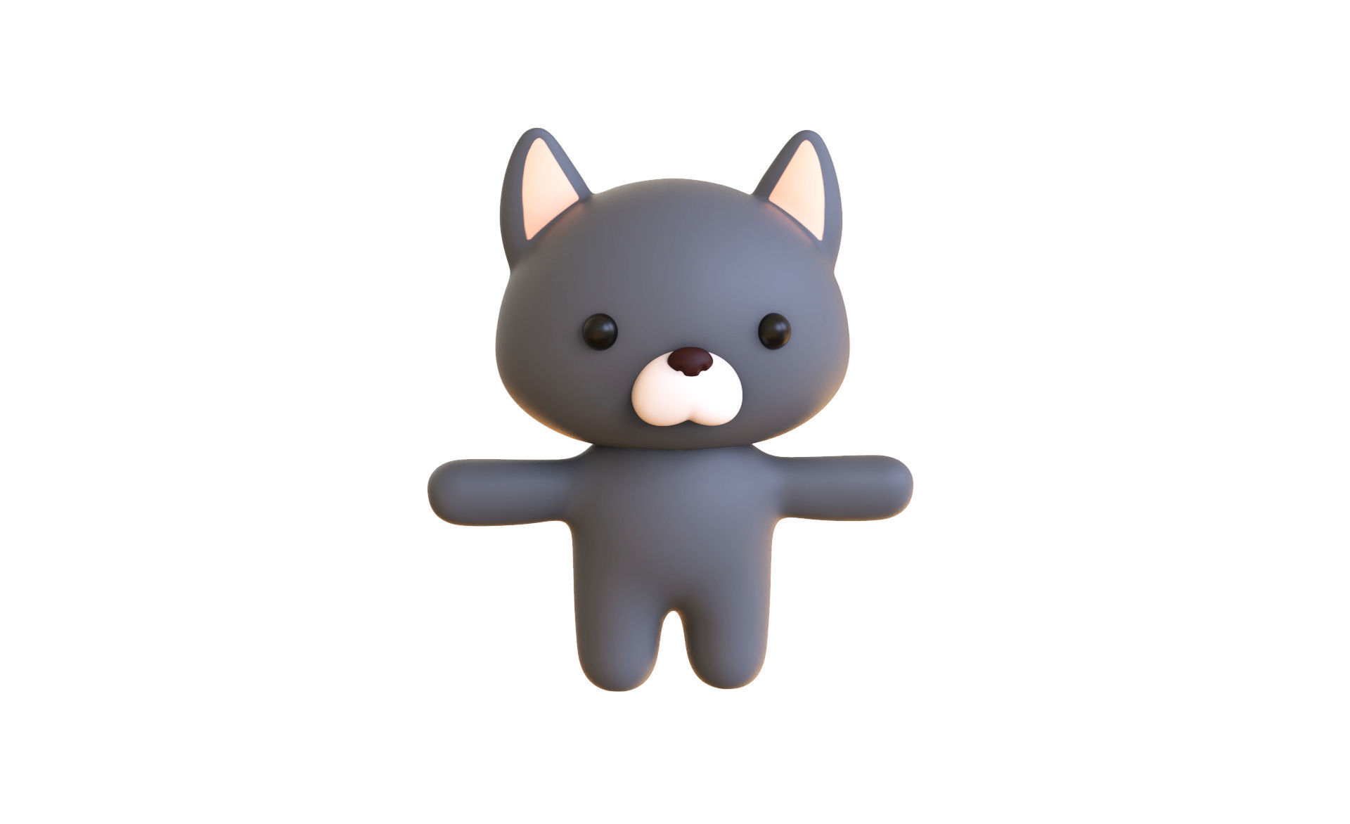Character014 Chubby Wolf Low-poly 3D model_2