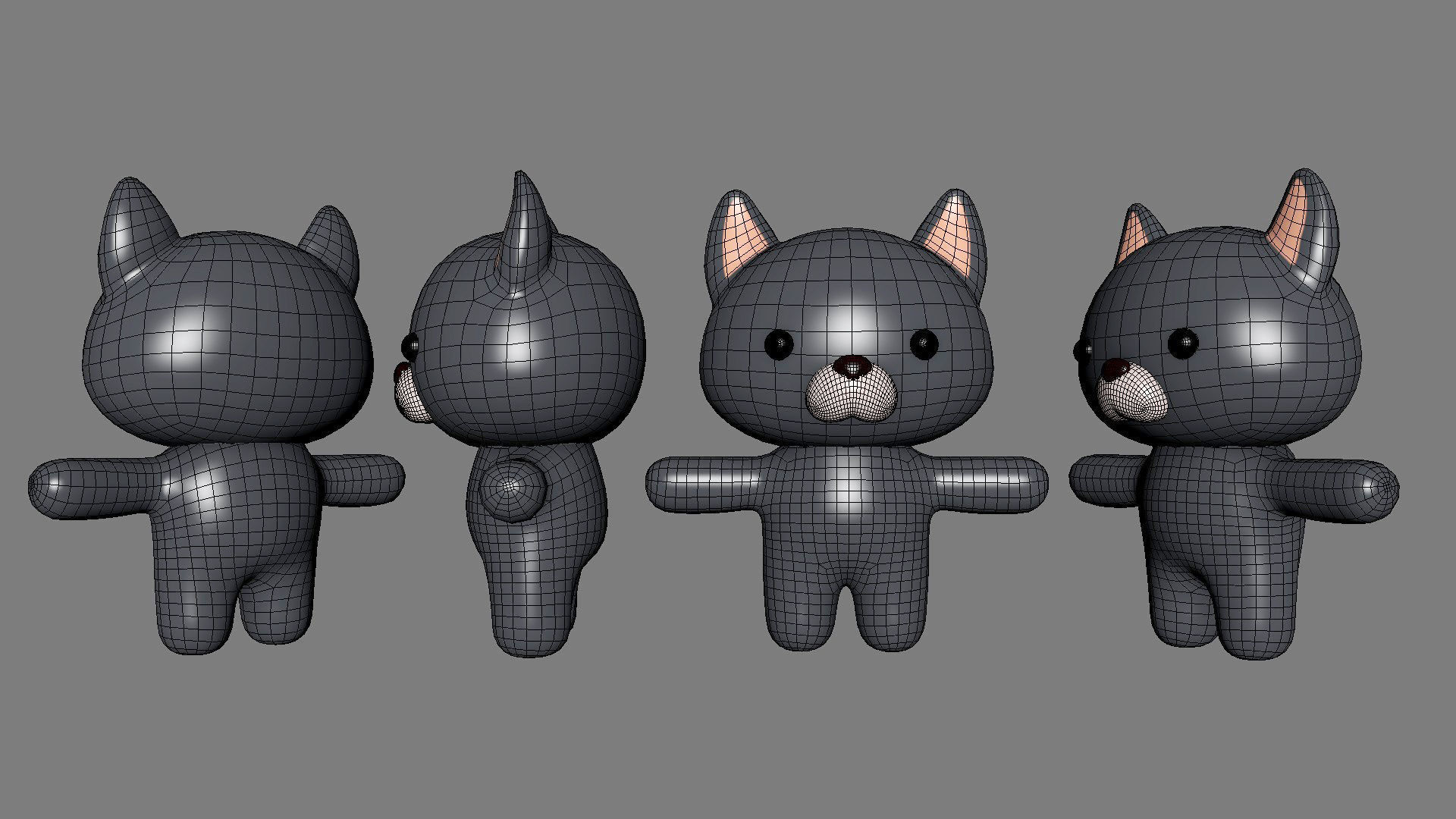 Character014 Chubby Wolf Low-poly 3D model_10