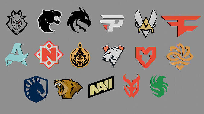 Esports Team Logos Low-poly 3D model
