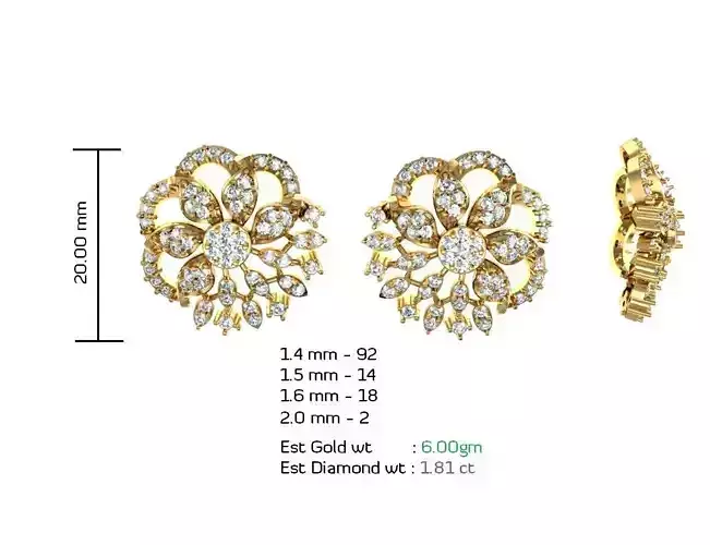 Women Earrings MTL MGX STL OBJ FBX Details