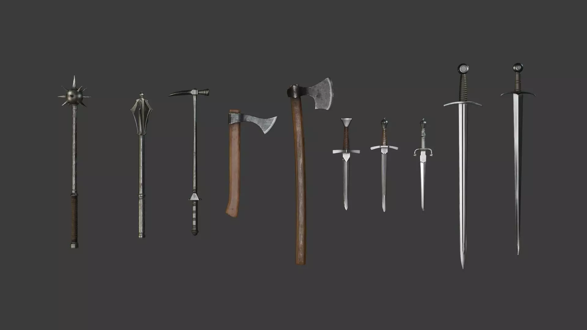 Medieval Weapons Low-poly 3D model_0