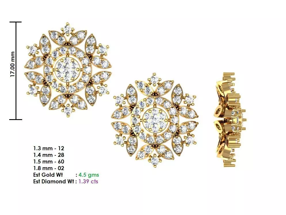 Women Earrings MTL MGX STL OBJ FBX Details 3D print model_0