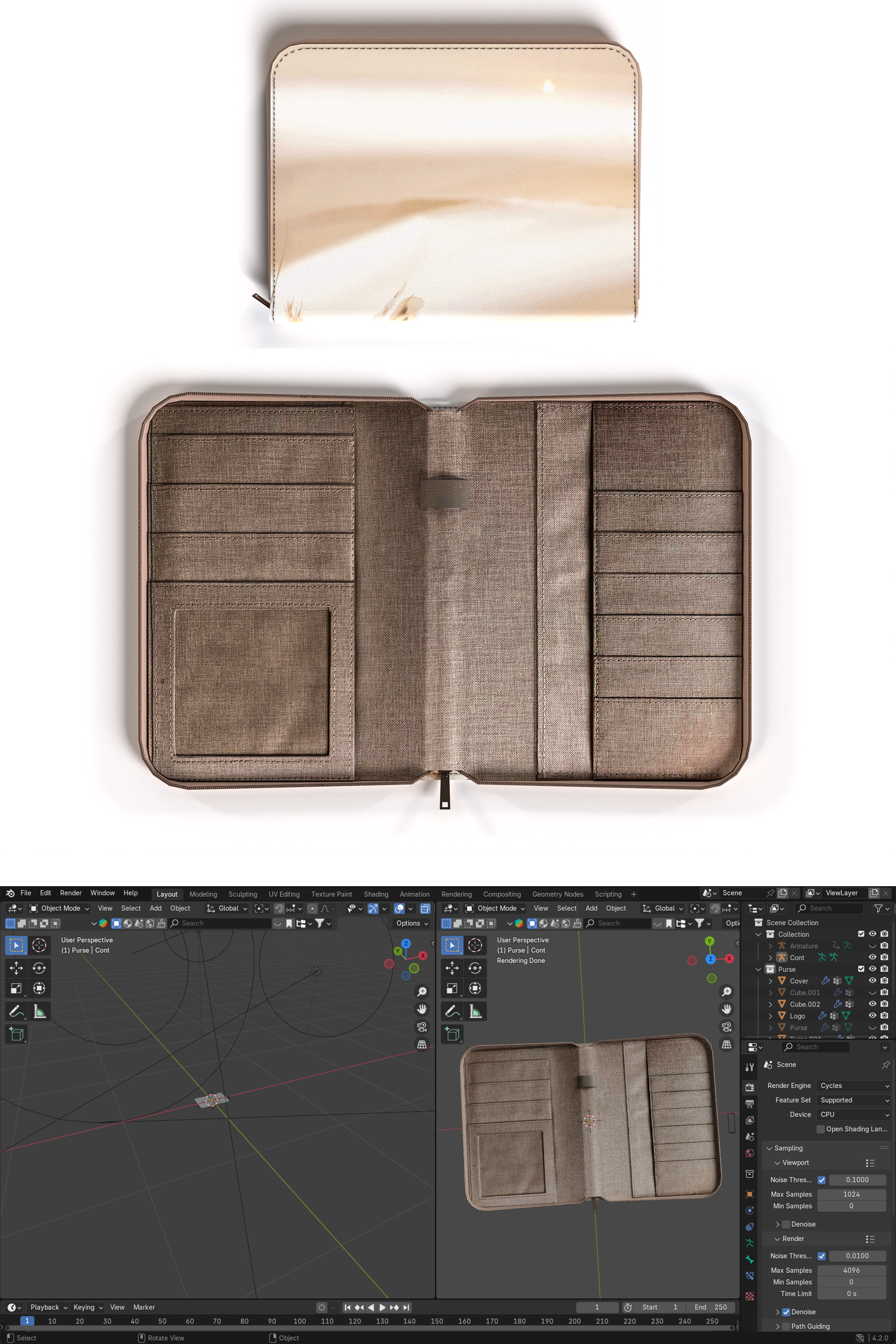 High Quality 3D Purse Model   Realistic Handbag for Rendering  Low-poly 3D model_3