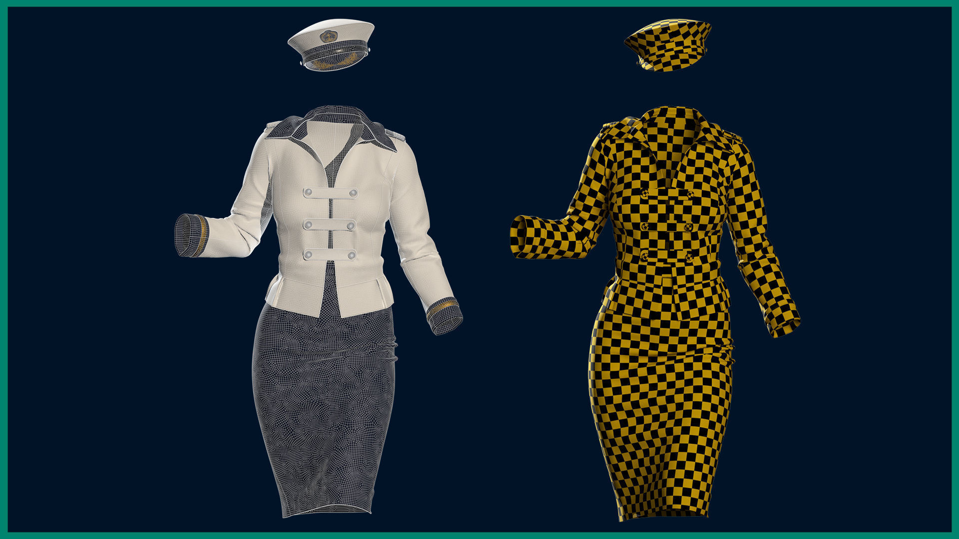 female sailor uniform with texture 3D model_6