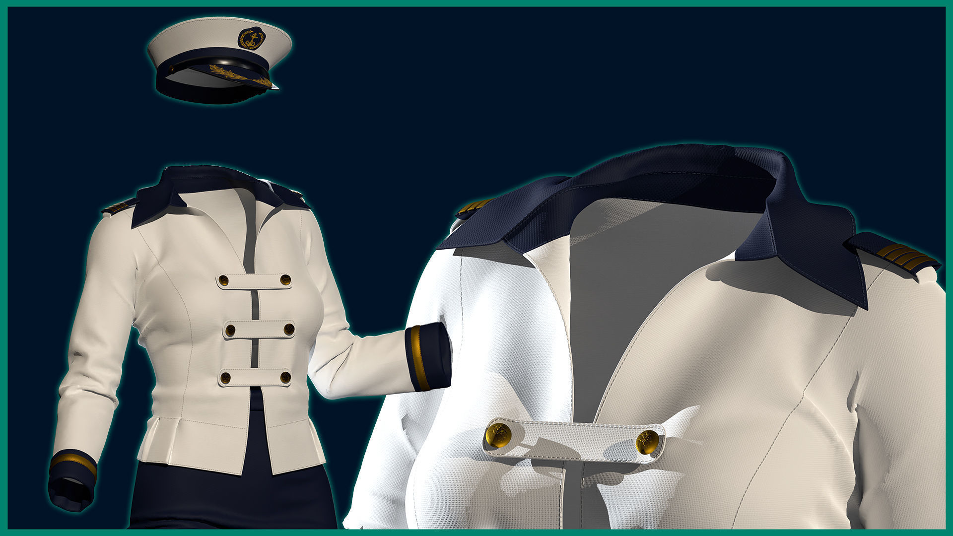 female sailor uniform with texture 3D model_4