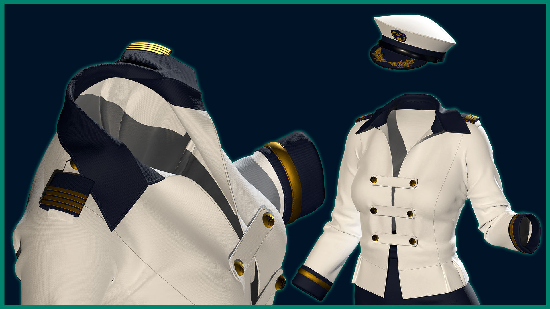female sailor uniform with texture 3D model_5