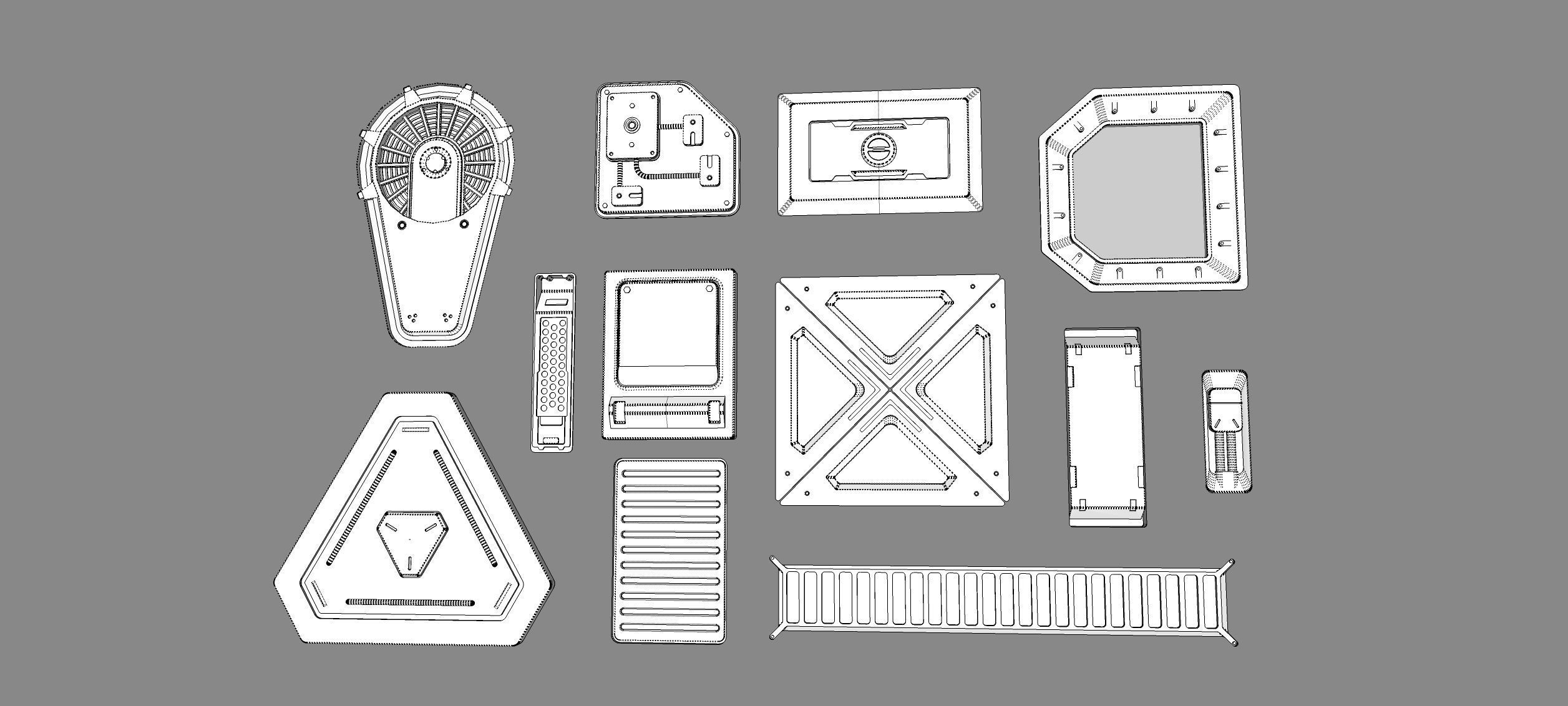 Sci fi trim sheets 5 3D model_19