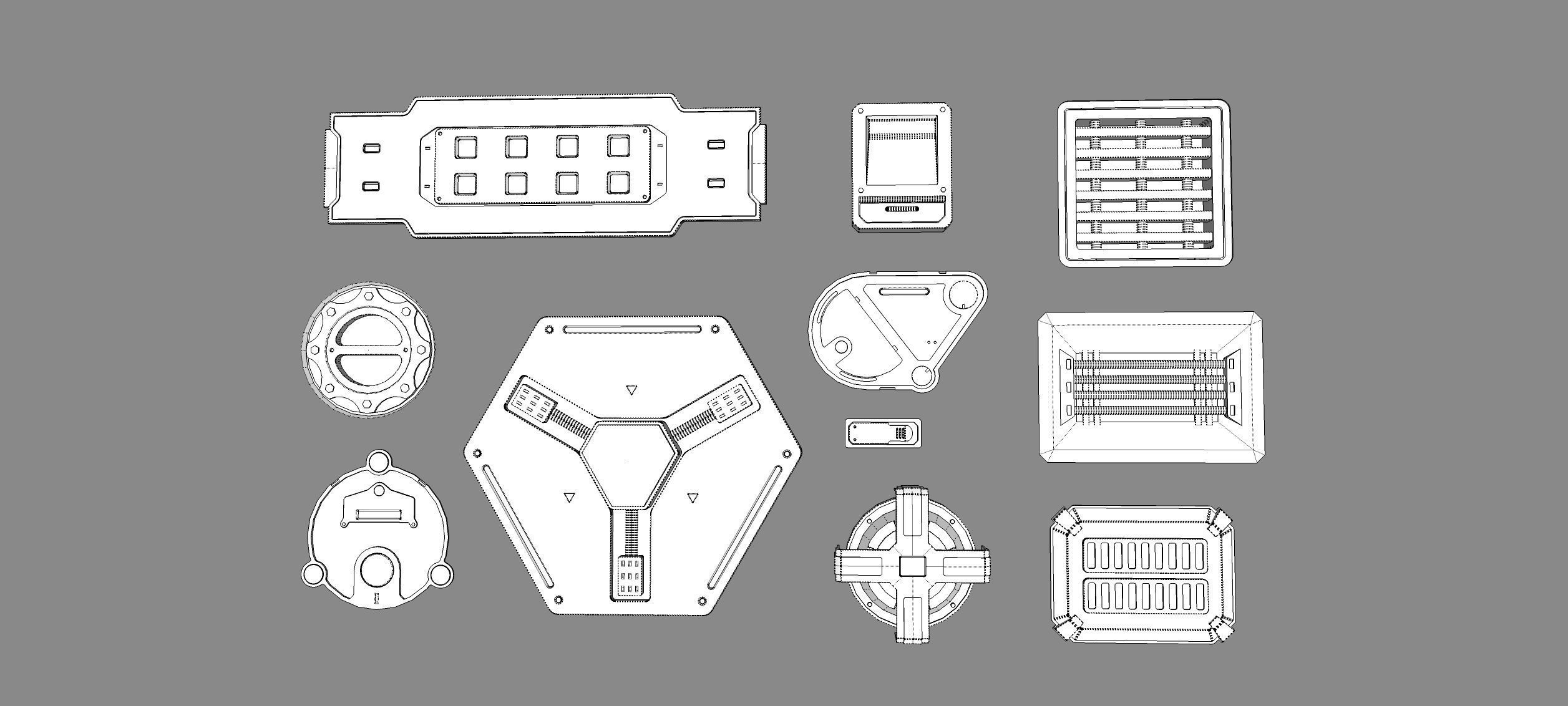 Sci fi trim sheets 5 3D model_21