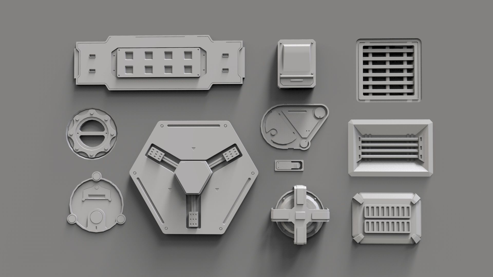 Sci fi trim sheets 5 3D model_7