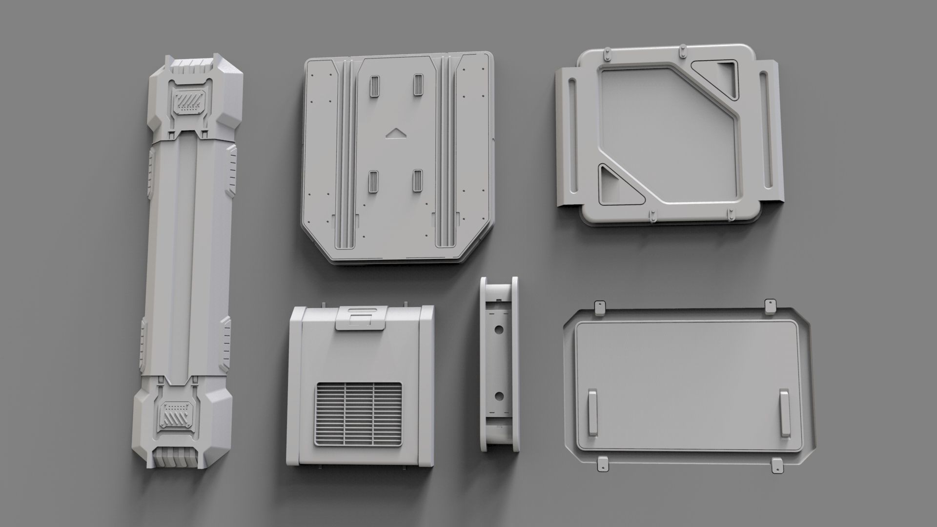 Sci fi trim sheets 5 3D model_9