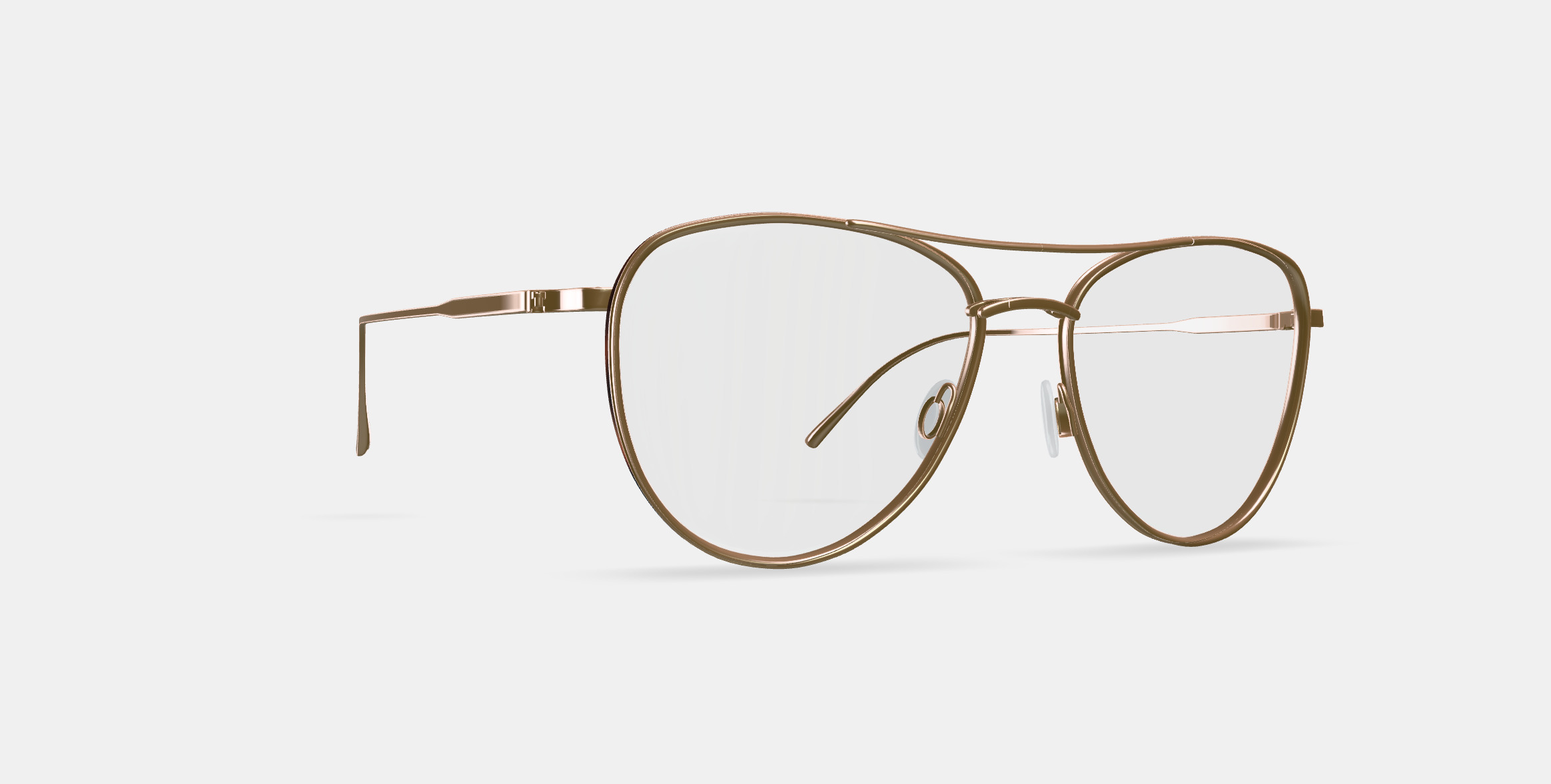 Sanaa Eyeglasses in Polished Gold with Oak Barrel 3D model_10