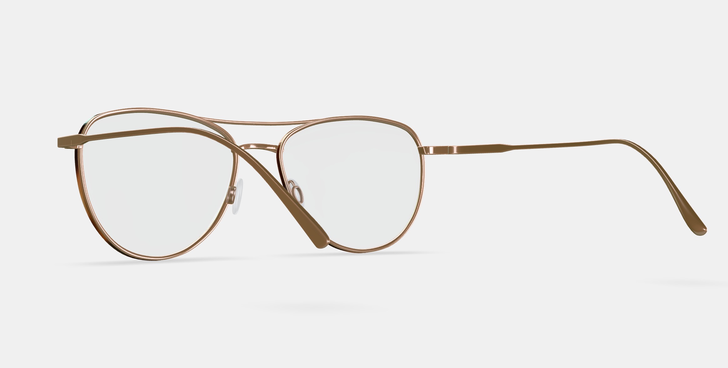 Sanaa Eyeglasses in Polished Gold with Oak Barrel 3D model_3