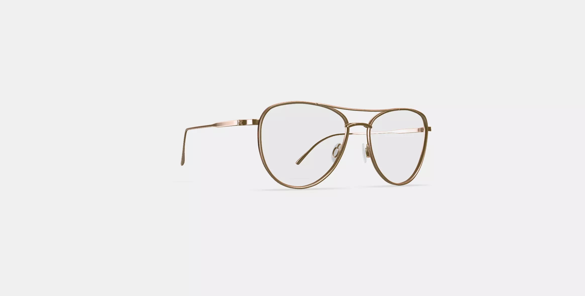 Sanaa Eyeglasses in Polished Gold with Oak Barrel 3D model_0