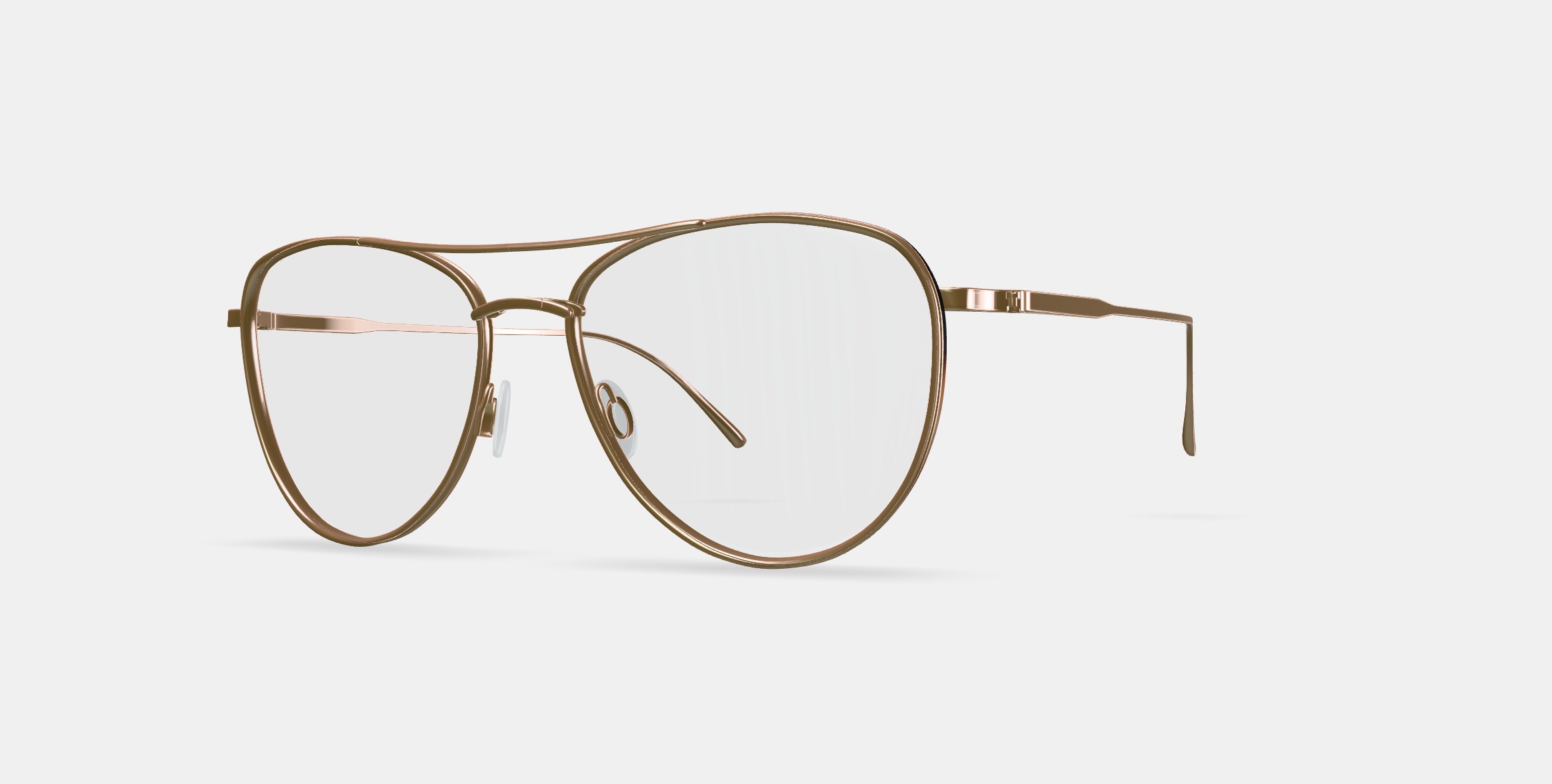 Sanaa Eyeglasses in Polished Gold with Oak Barrel 3D model_13