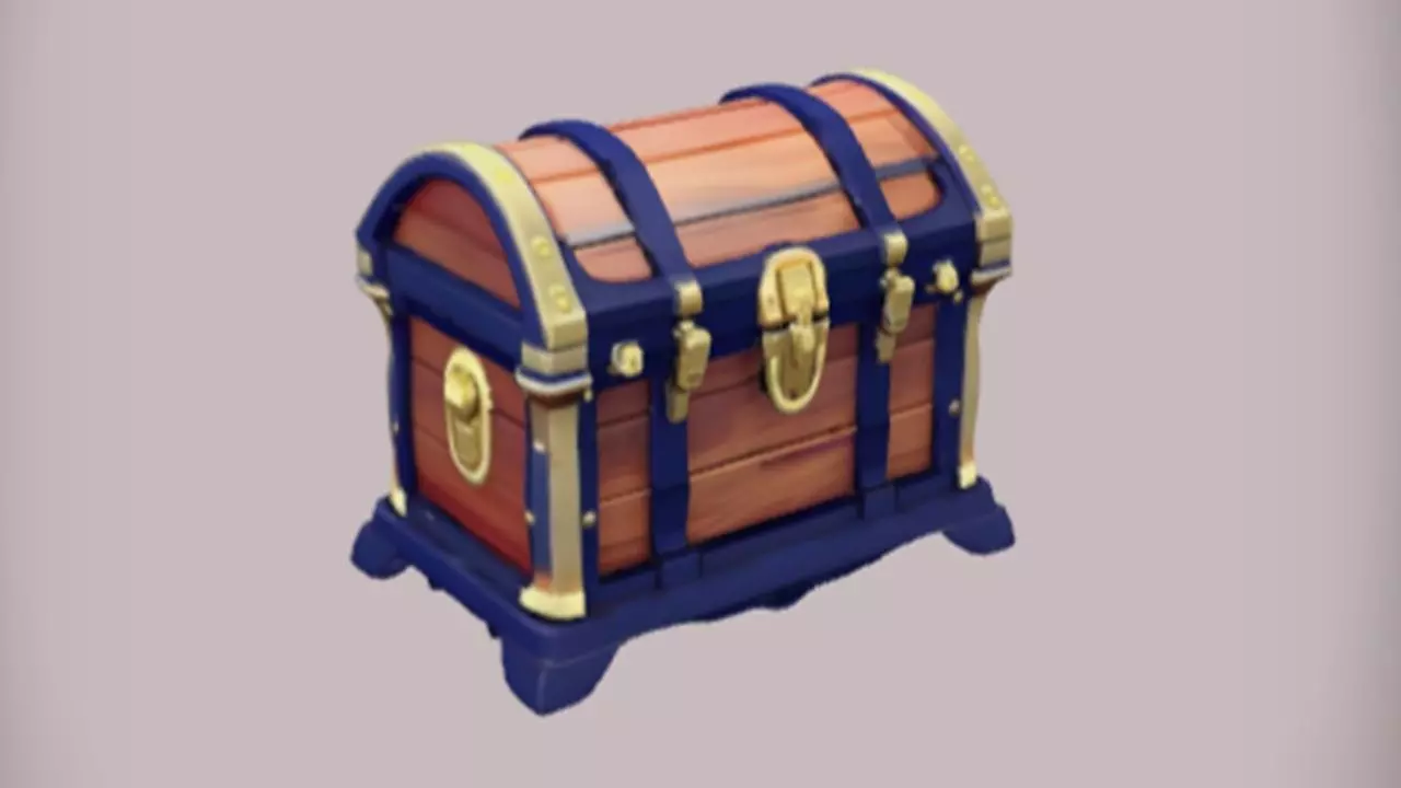 wooden treasure chest with metal accents 3D model_0