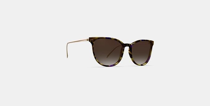 Maren Sunglasses in Violet Magnolia with Polished Gold 3D model
