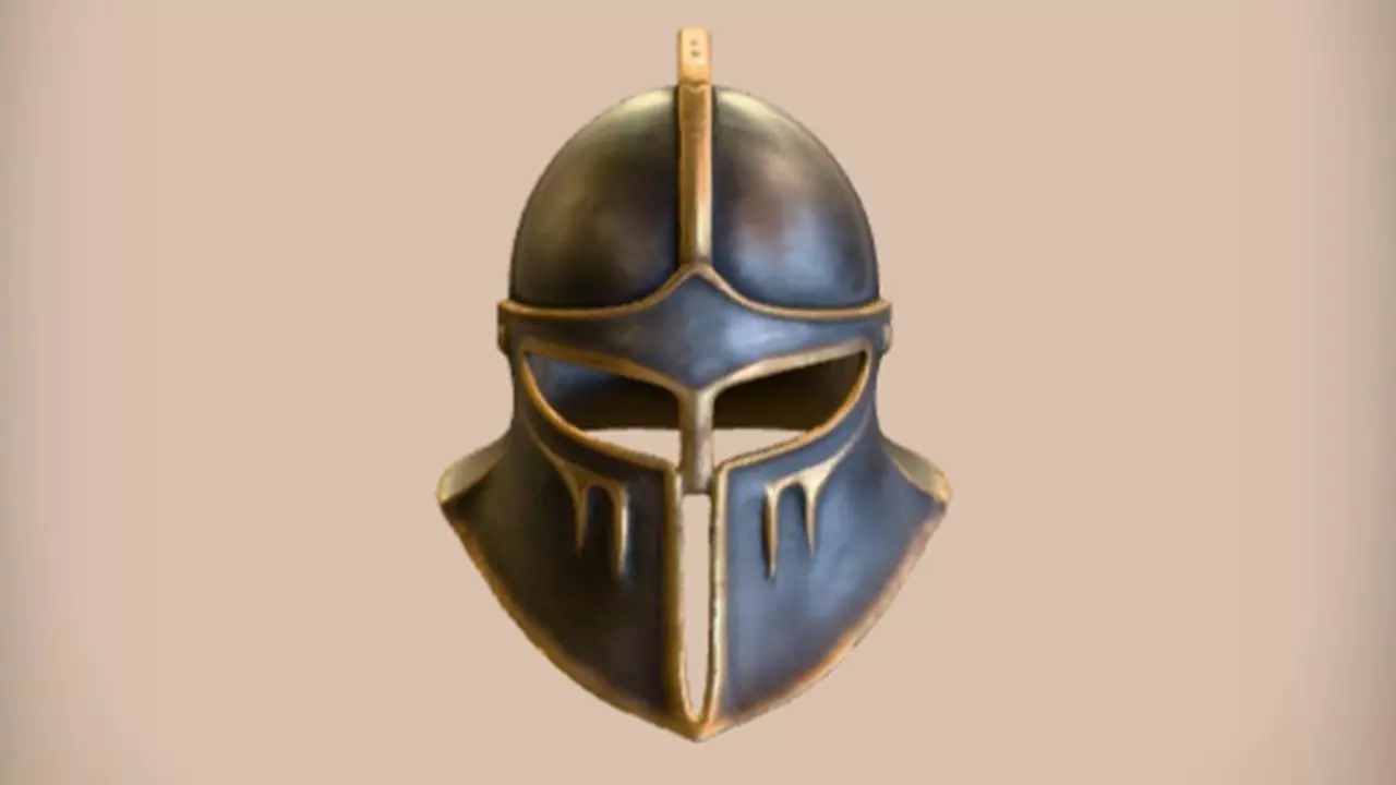 Medieval-style helmet 3D Game Ready Model 3D model_0