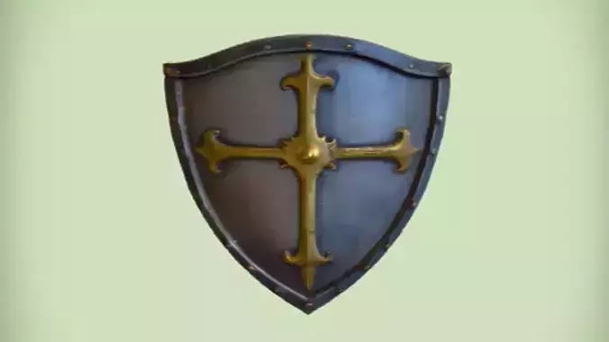 medieval shield with cross emblem