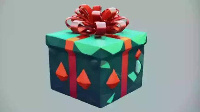 geometric gift box with ribbon