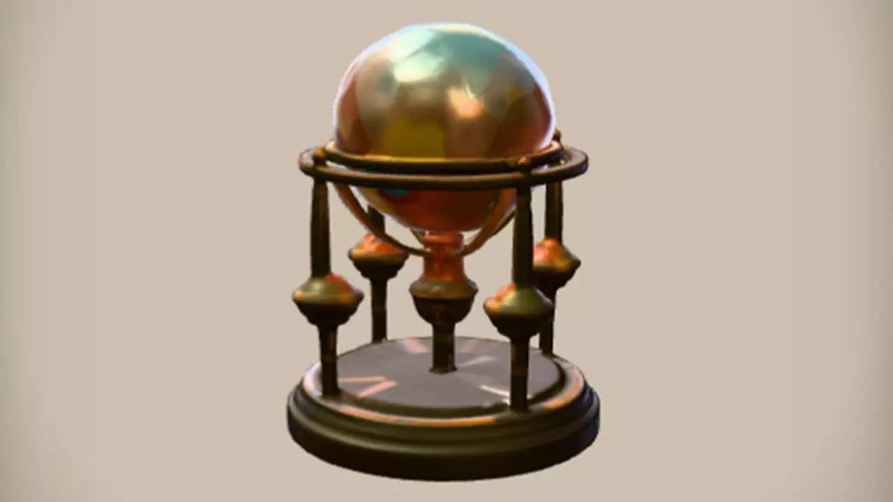 crystal orb on ornate stand 3D model_0