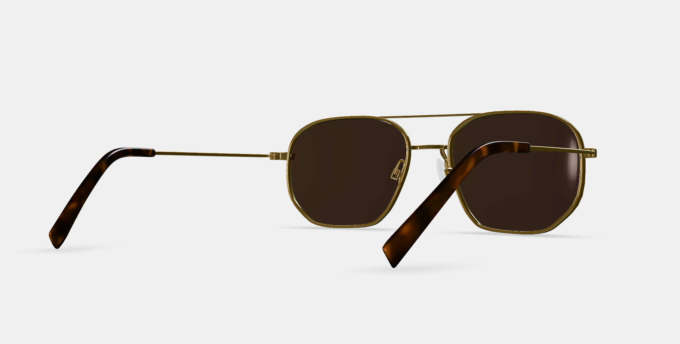 Aram Sunglasses in Polished Gold 3D model_6