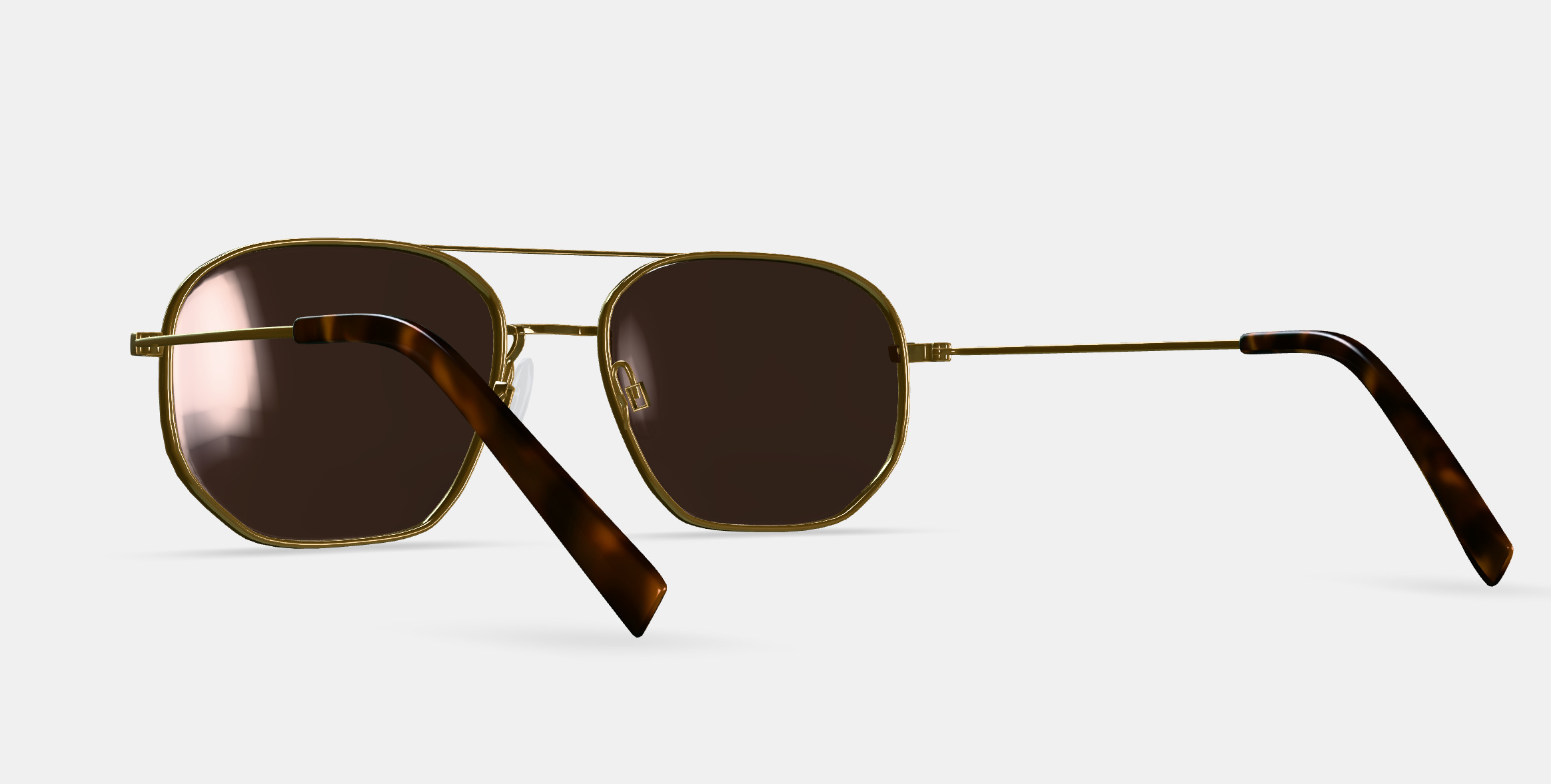 Aram Sunglasses in Polished Gold 3D model_3