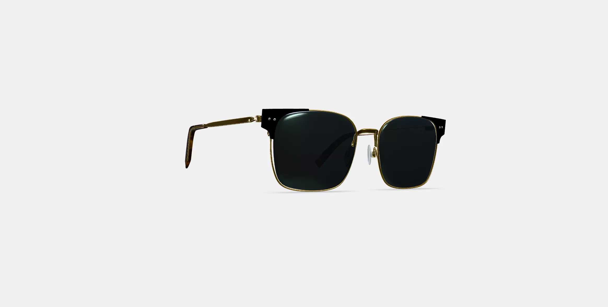 Ramona Sunglasses in Jet Black with Polished Gold 3D model