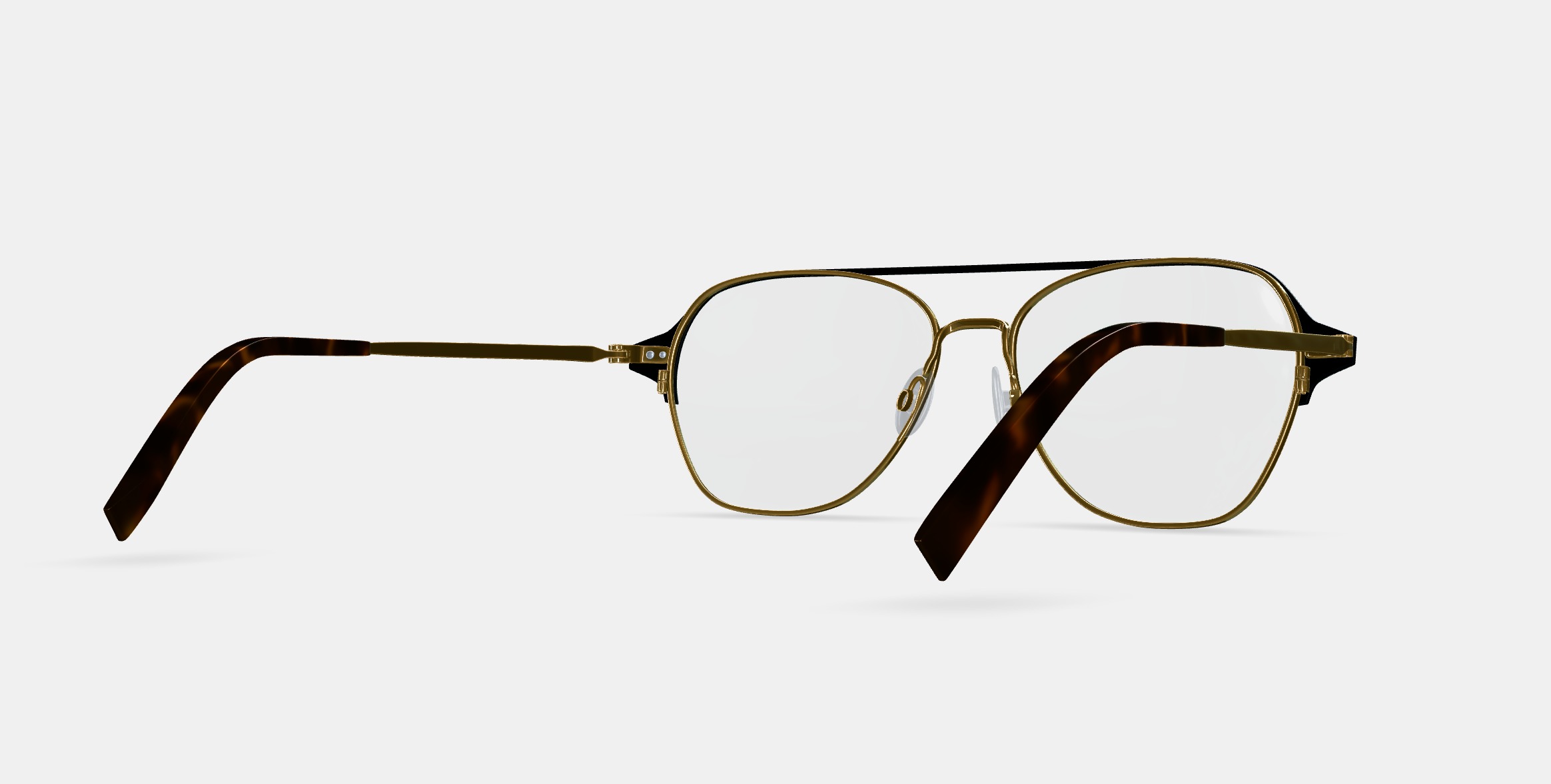 Corson Eyeglasses in Jet Black with Polished Gold 3D model_6