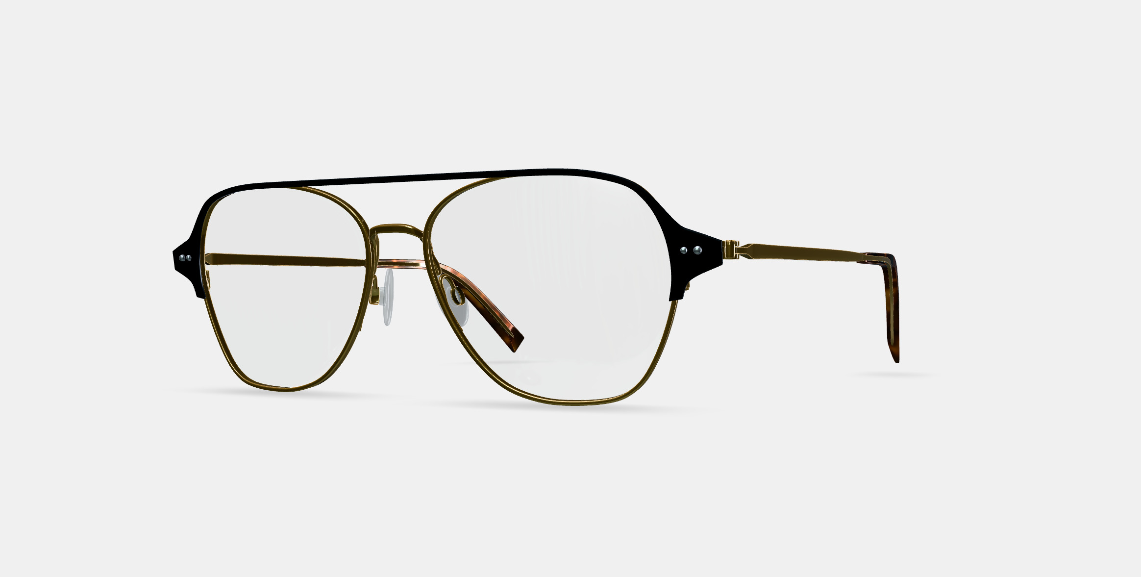 Corson Eyeglasses in Jet Black with Polished Gold 3D model_13