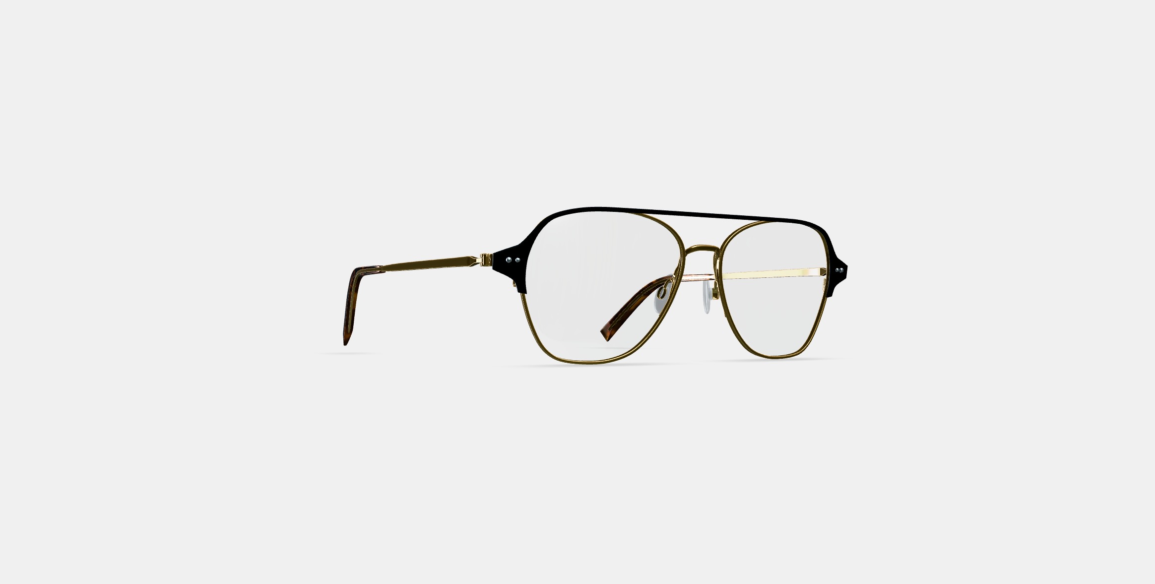 Corson Eyeglasses in Jet Black with Polished Gold 3D model_3