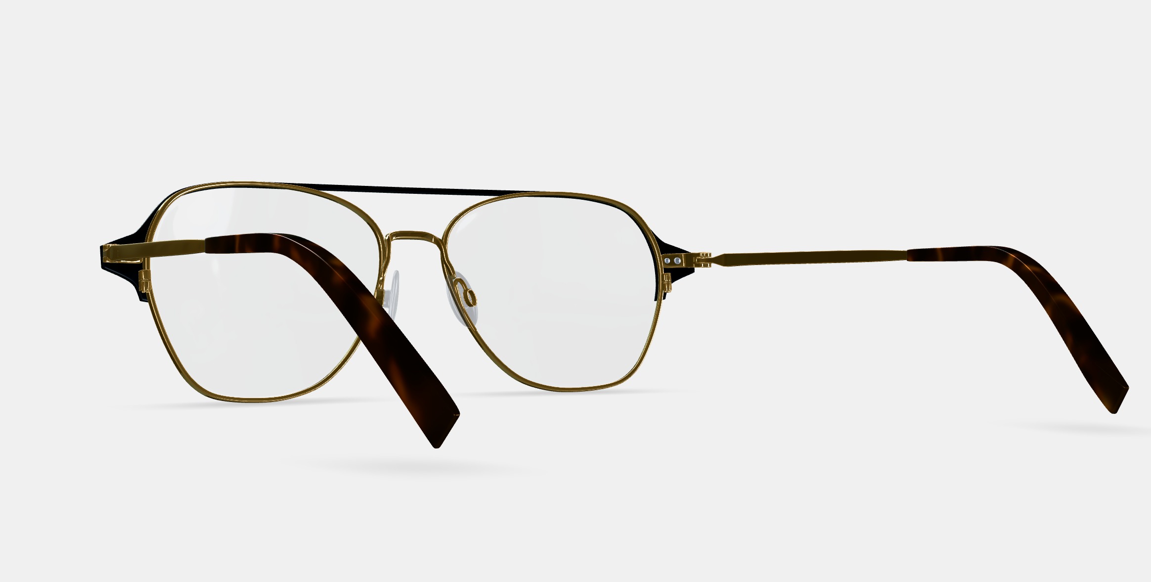 Corson Eyeglasses in Jet Black with Polished Gold 3D model_5