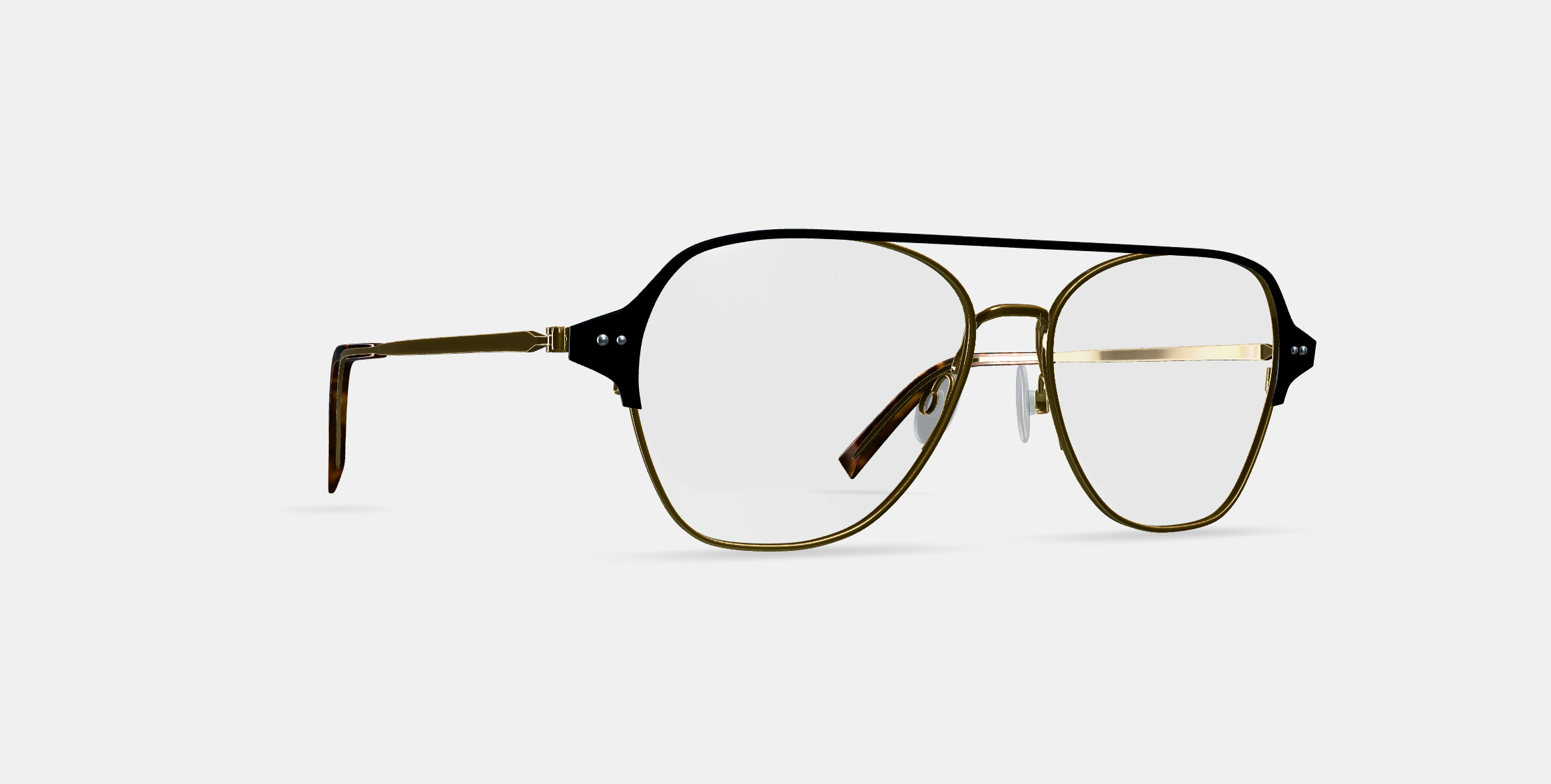Corson Eyeglasses in Jet Black with Polished Gold 3D model_10