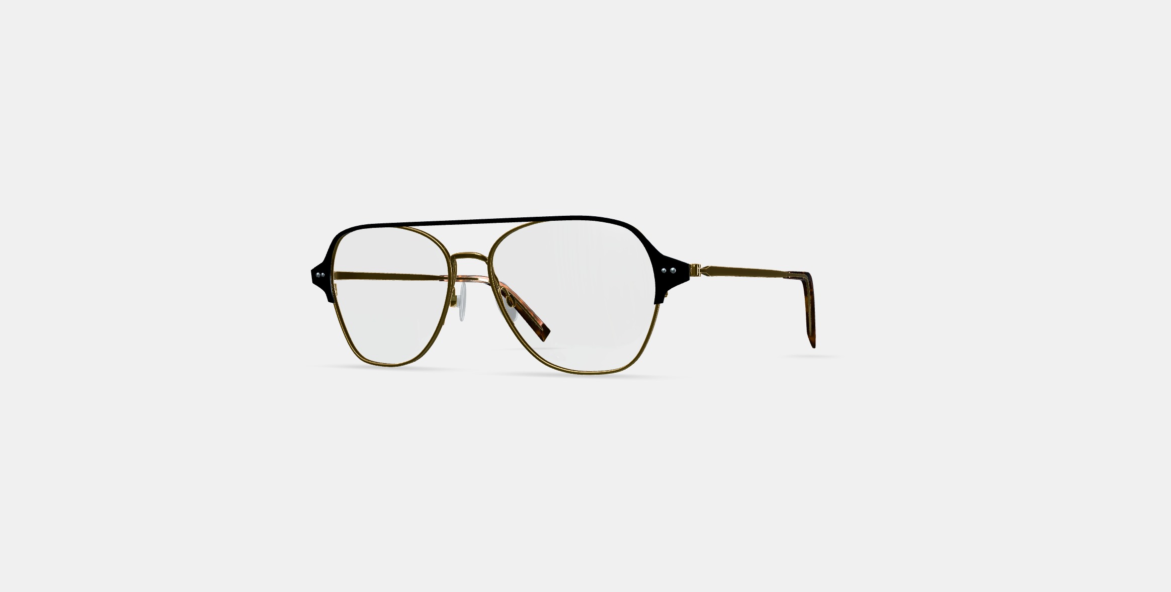 Corson Eyeglasses in Jet Black with Polished Gold 3D model_12