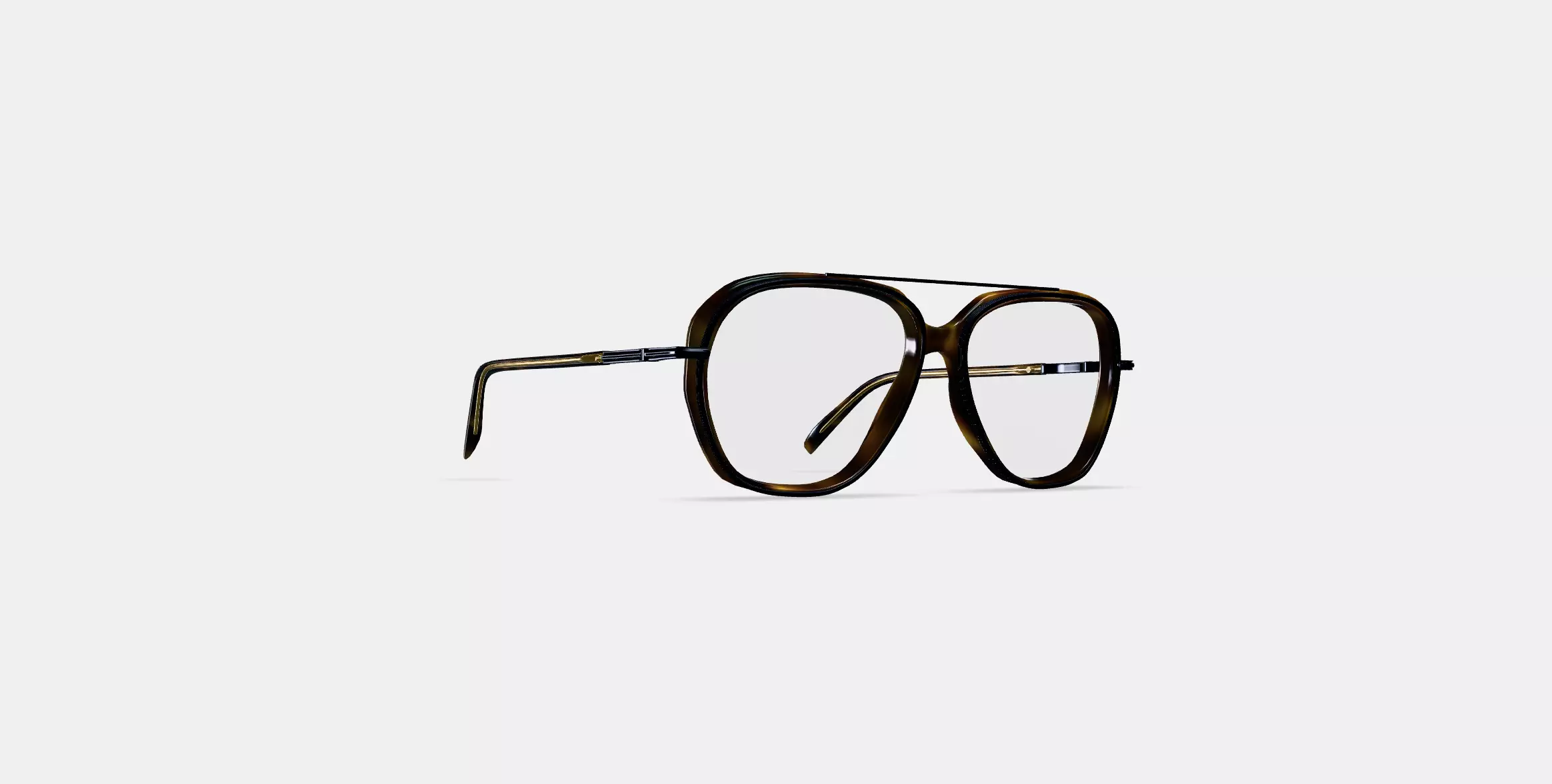 Florian Eyeglasses in Cognac Tortoise with Brushed Ink 3D model_0