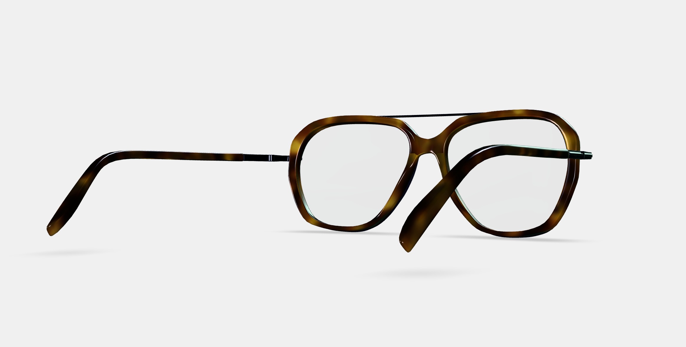 Florian Eyeglasses in Cognac Tortoise with Brushed Ink 3D model_7