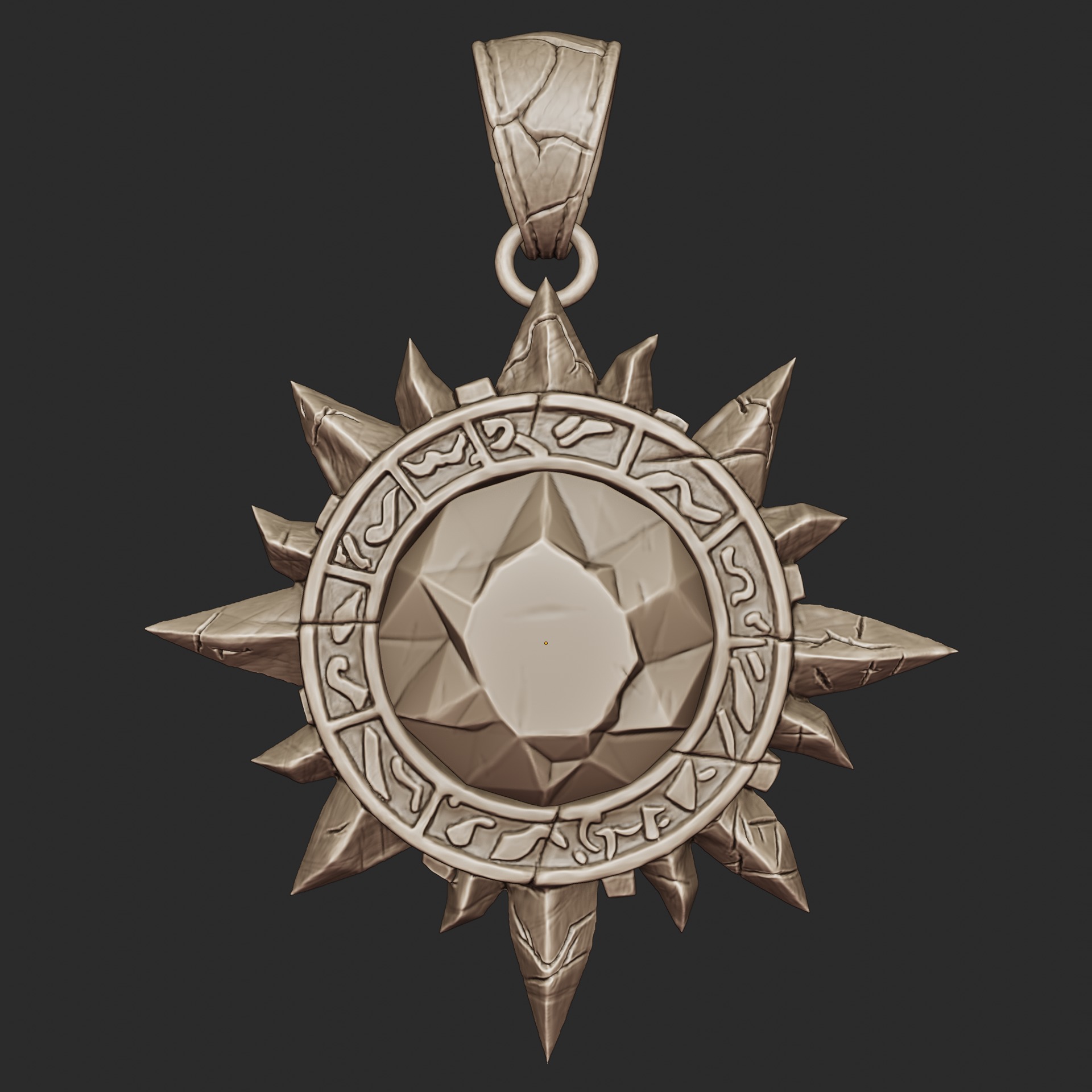 Sunstone Amulet - Ancient Mystic Pendant 3D Print Model 3D print model_5