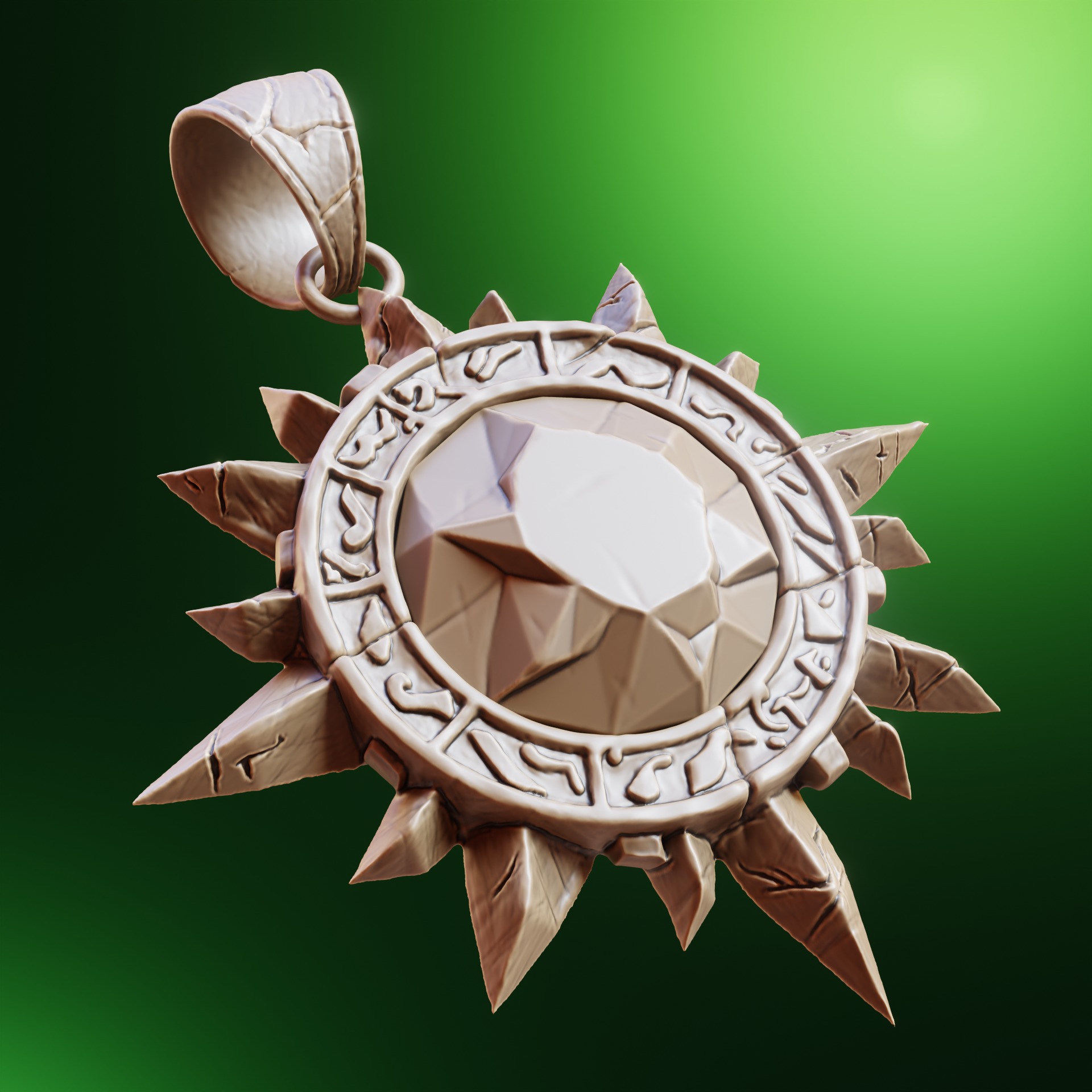 Sunstone Amulet - Ancient Mystic Pendant 3D Print Model 3D print model_2