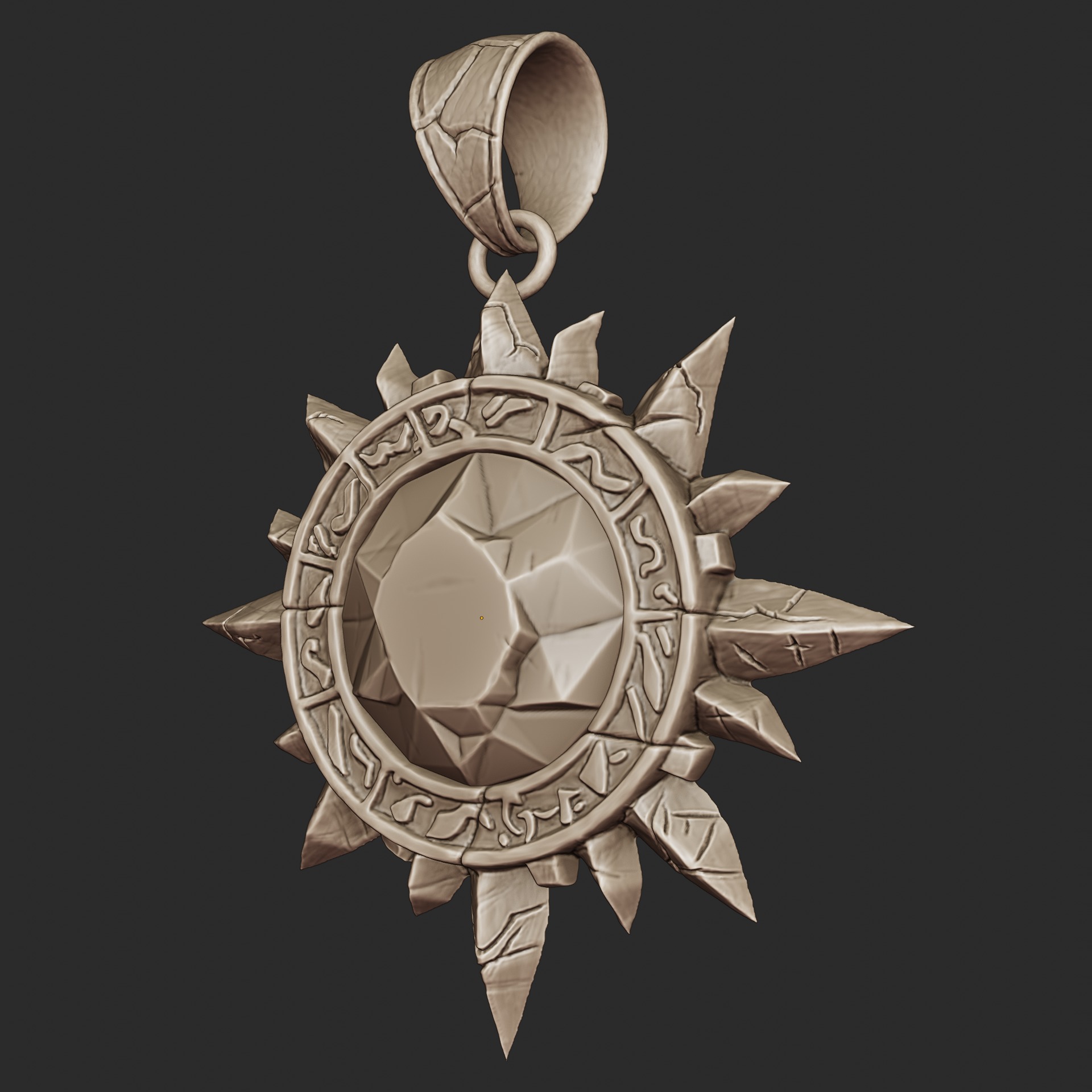 Sunstone Amulet - Ancient Mystic Pendant 3D Print Model 3D print model_9