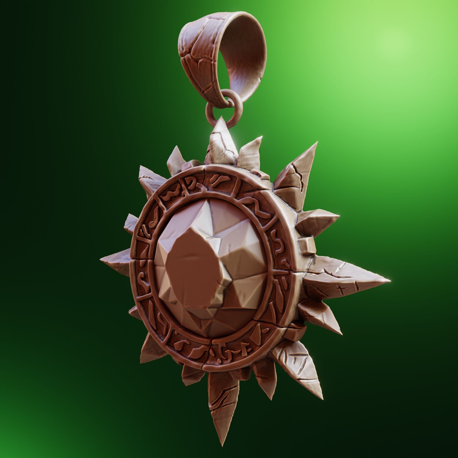 Sunstone Amulet - Ancient Mystic Pendant 3D Print Model 3D print model_1