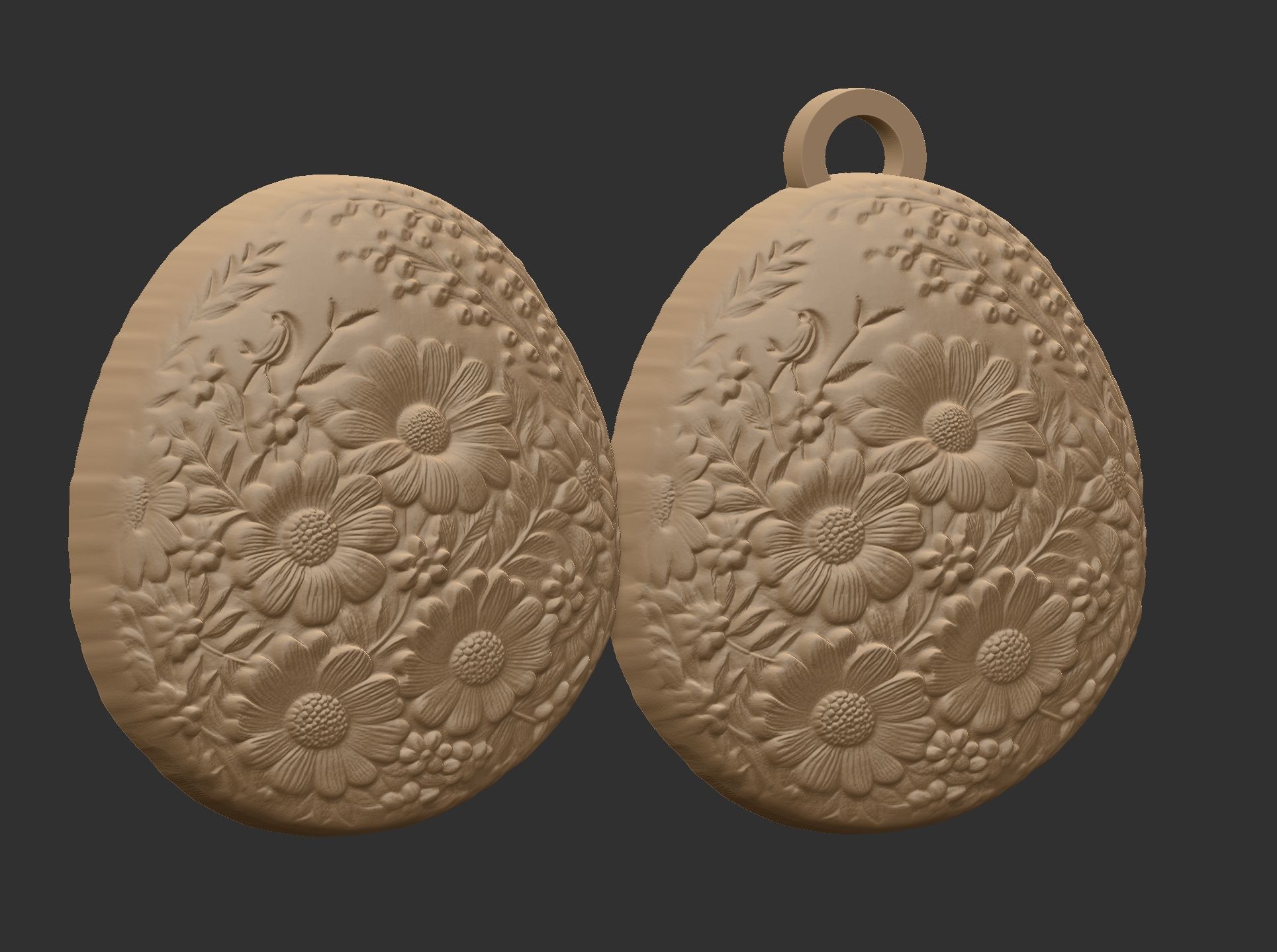 easter egg with full of flower keychain 3D print model_5