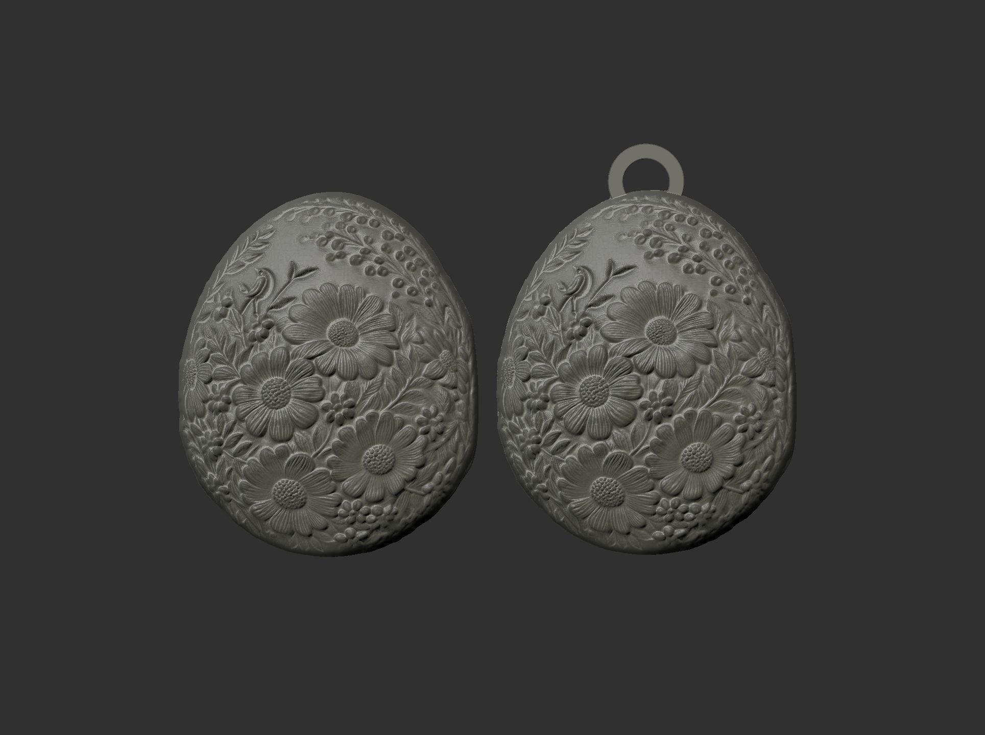 easter egg with full of flower keychain 3D print model_8