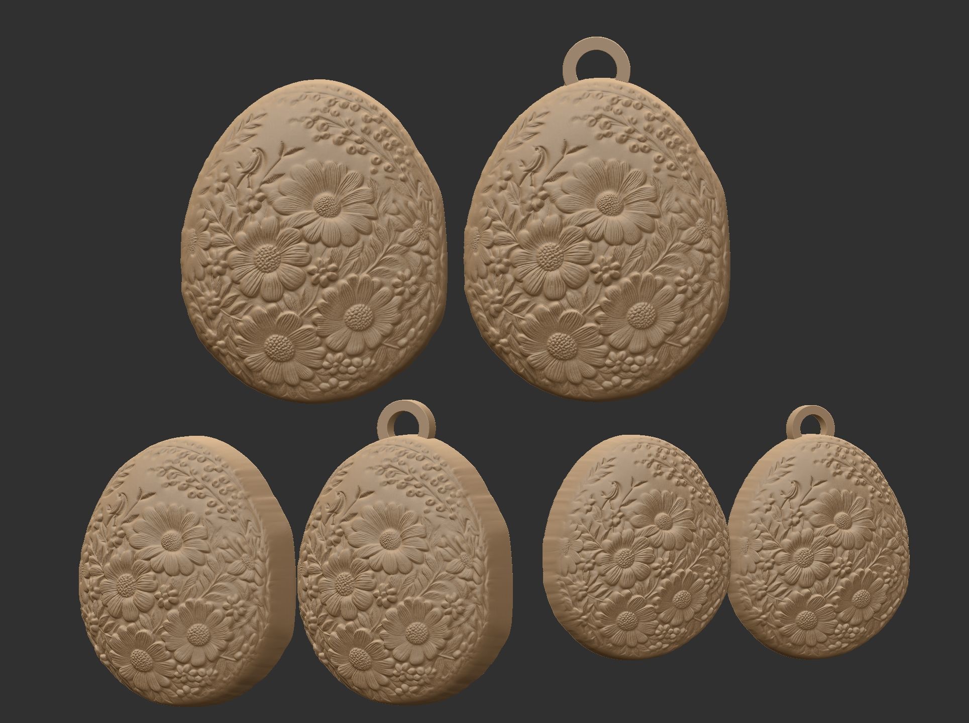 easter egg with full of flower keychain 3D print model_11