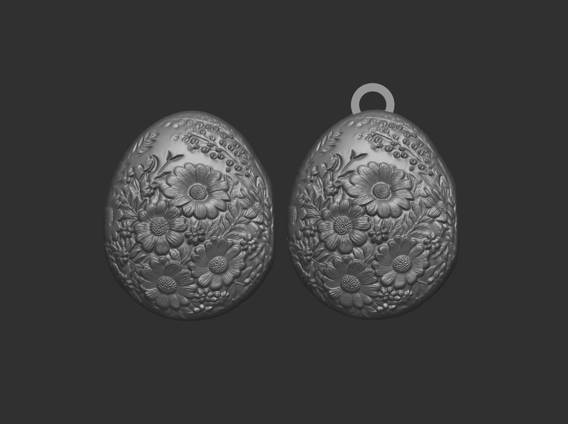 easter egg with full of flower keychain 3D print model_7