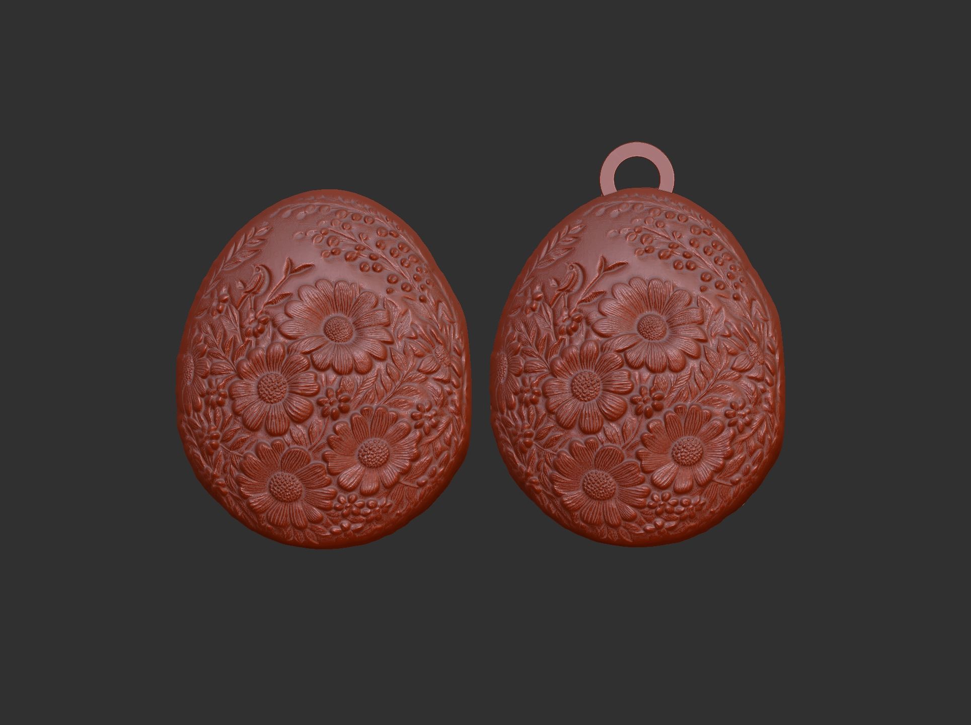 easter egg with full of flower keychain 3D print model_10